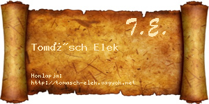 Tomásch Elek névjegykártya